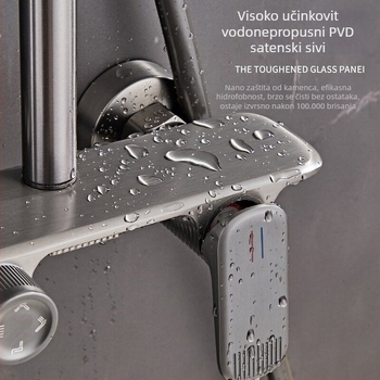 Set tuša s digitalnim zaslonom za modernu kupaonu, ugrađena instalacija, bakrena konstrukcija, okrugla glava, funkcije raspršivanje i kiša, model ZH-24130