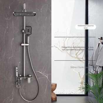 Set tuša s digitalnim zaslonom za modernu kupaonu, ugrađena instalacija, bakrena konstrukcija, okrugla glava, funkcije raspršivanje i kiša, model ZH-24130