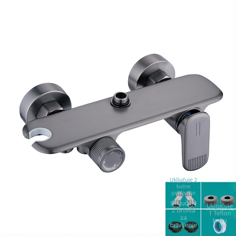 Set tuša s digitalnim zaslonom za modernu kupaonu, ugrađena instalacija, bakrena konstrukcija, okrugla glava, funkcije raspršivanje i kiša, model ZH-24130