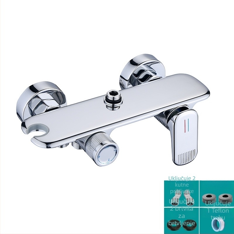 Set tuša s digitalnim zaslonom za modernu kupaonu, ugrađena instalacija, bakrena konstrukcija, okrugla glava, funkcije raspršivanje i kiša, model ZH-24130