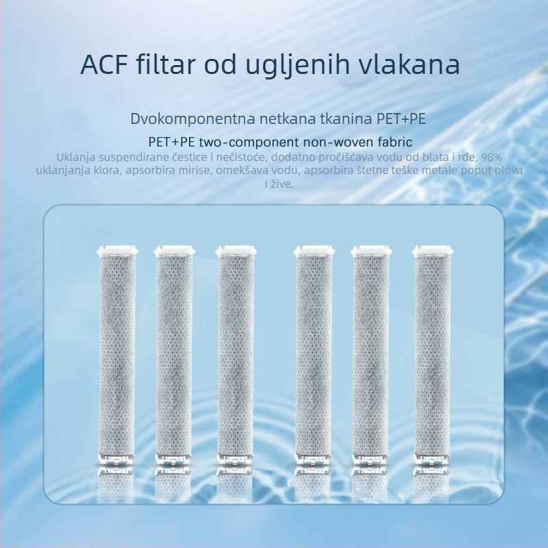 Tuš filtr kartica – PP pamuk, ACF ugljična vlakna, ABS konstrukcija, Model HSMR01001, 0–100°C radna temperatura