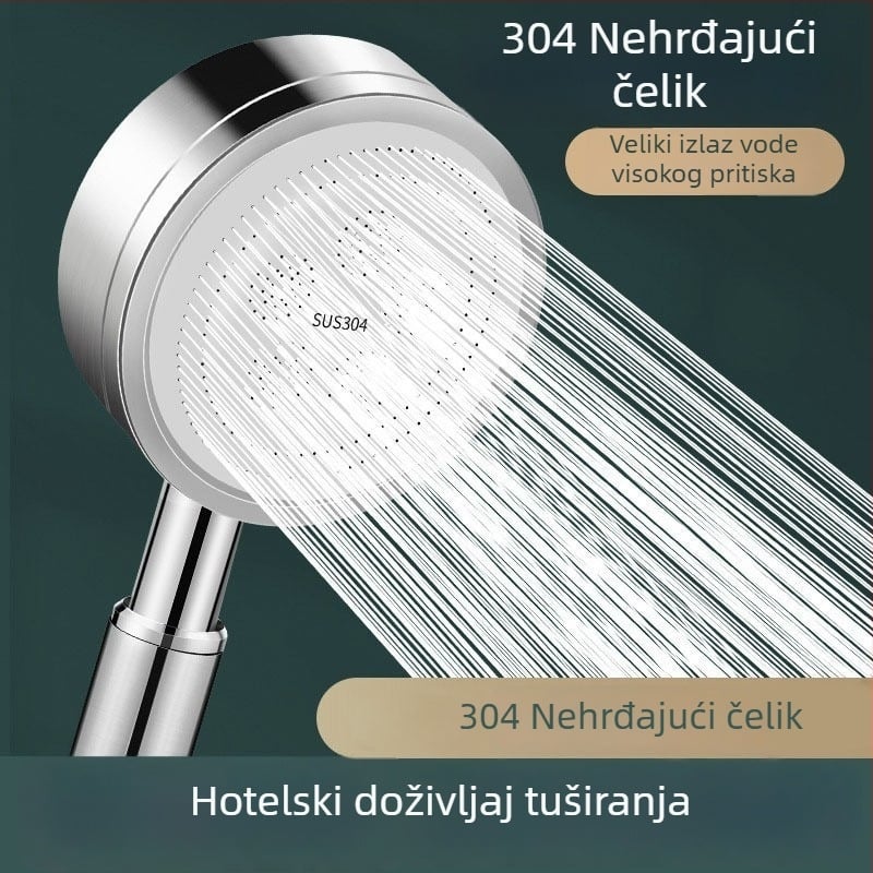 Ručna tuš glava od nehrđajućeg čelika, pod pritiskom, kišni mlaz i raspršivanje, zidni montaža, brušena površina