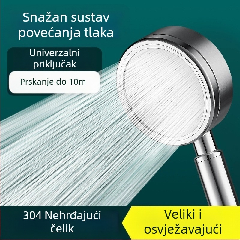 Ručna tuš glava od nehrđajućeg čelika, pod pritiskom, kišni mlaz i raspršivanje, zidni montaža, brušena površina