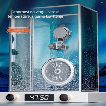 Držač za tuš s vakuumskim držačem - L-oblik, plastika, na zid, moderan minimalistički stil, prilagodljiv