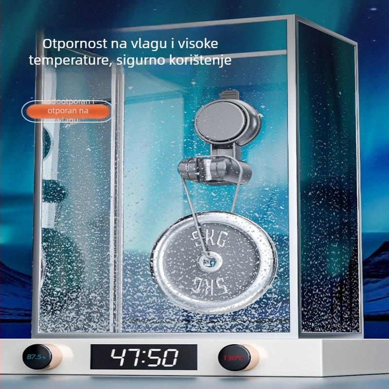 Držač za tuš s vakuumskim držačem - L-oblik, plastika, na zid, moderan minimalistički stil, prilagodljiv