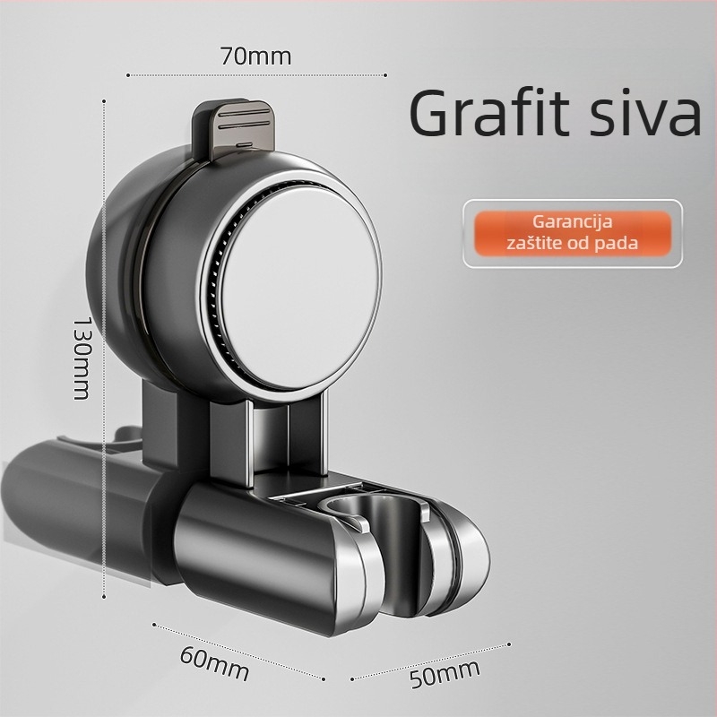 Držač za tuš s vakuumskim držačem - L-oblik, plastika, na zid, moderan minimalistički stil, prilagodljiv