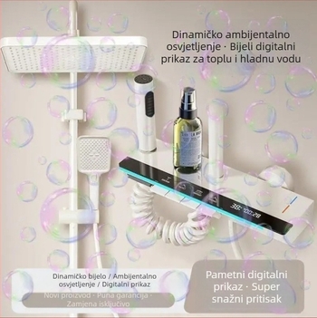 Tuš kolona s miješnim ventilom od brušenog bakra, regulacija temperature, promjer sjedišta ventila 40 mm, ulaz/izlaz 22 mm
