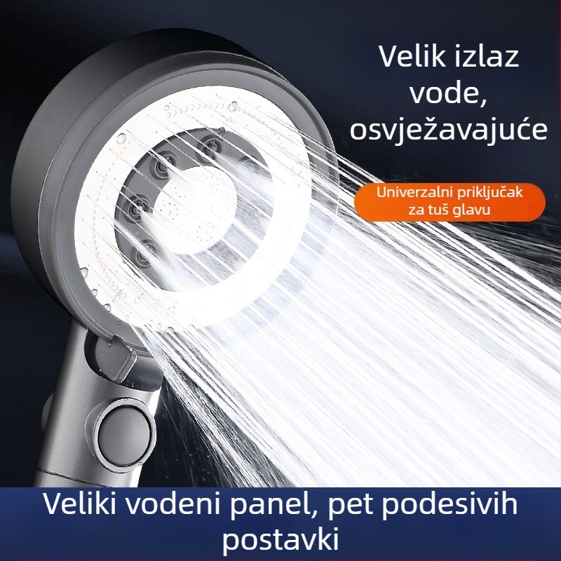 Tuš glava CL011 – ABS, visok tlak, funkcije: raspršivanje, masaža, automatsko dopunjavanje vode, kišna funkcija, stil laganog luksuza