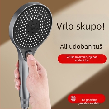Tuš glava s visokim pritiskom, regulirani mlaz kiše, ABS, površinska montaža, 50°C radna temperatura