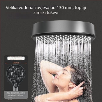 Tuš glava s visokim pritiskom, regulirani mlaz kiše, ABS, površinska montaža, 50°C radna temperatura
