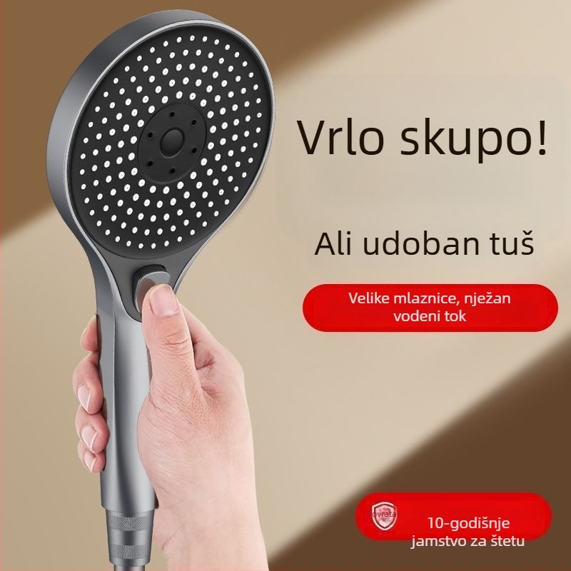 Tuš glava s visokim pritiskom, regulirani mlaz kiše, ABS, površinska montaža, 50°C radna temperatura