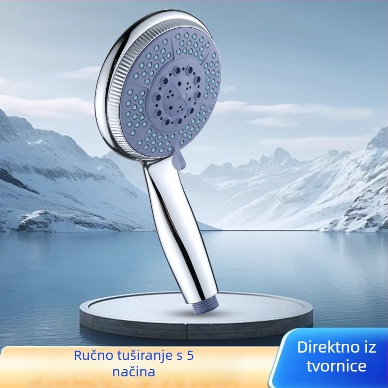 Ručna tuš glava s pet brzina, ABS tijelo, elektroplatinirana završna obrada, okrugla glava, zidni set tuša