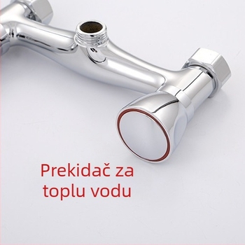 Bakrena tuš baterija s dvostrukim upravljanjem toplom i hladnom vodom za kadu i tuš, ugradnja u zid, materijal: bakar; 0–90°C; 0–1.6 MPa