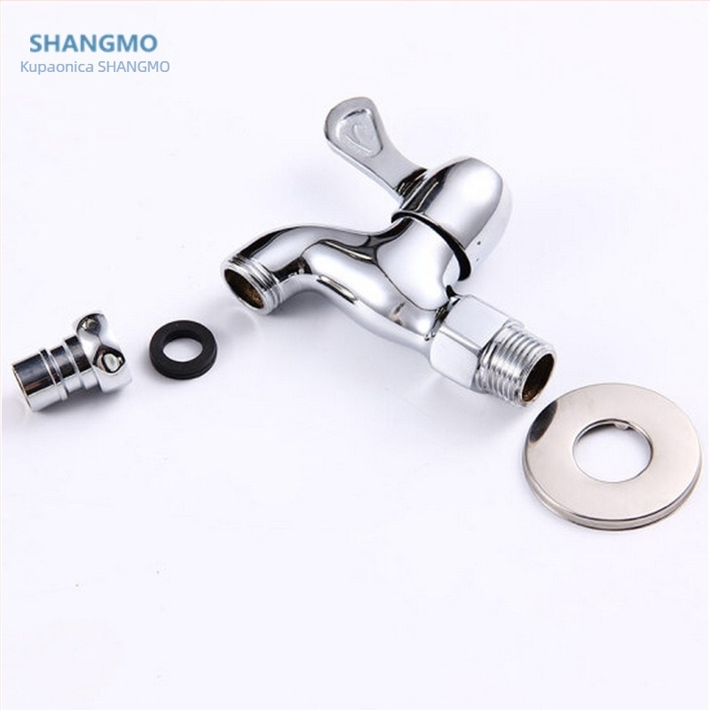 Mesingani brzi otvoreni ventil za perilicu rublja, jednoručni upravljač, površinska obrada: platiniranje, model SM-S5865, raspon temperature 1–90 °C