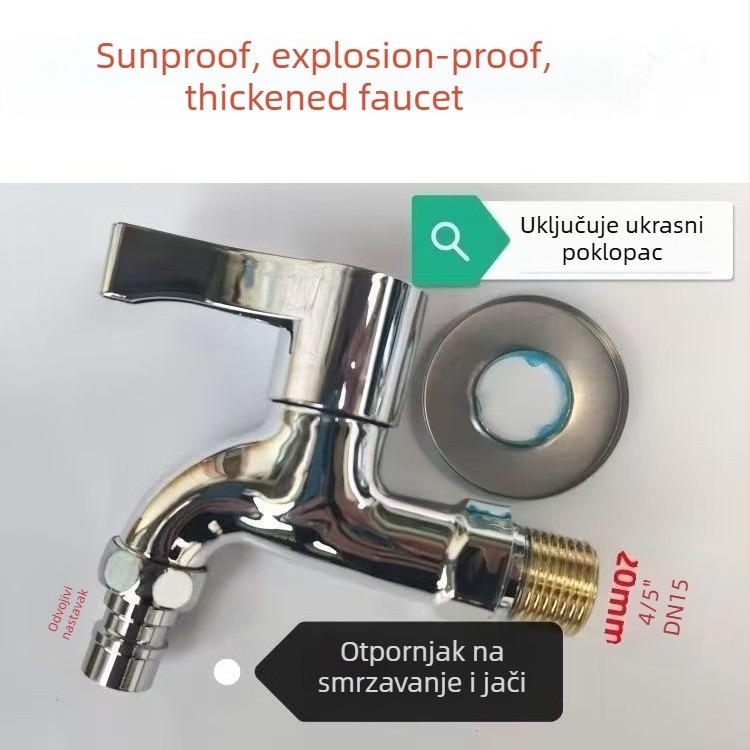 Ventil za perilicu rublja - s jednom ručkom, debelim keramičkim jezgram, zidni montaža, 1/2 inča ulaz/izlaz, EN817 certifikat