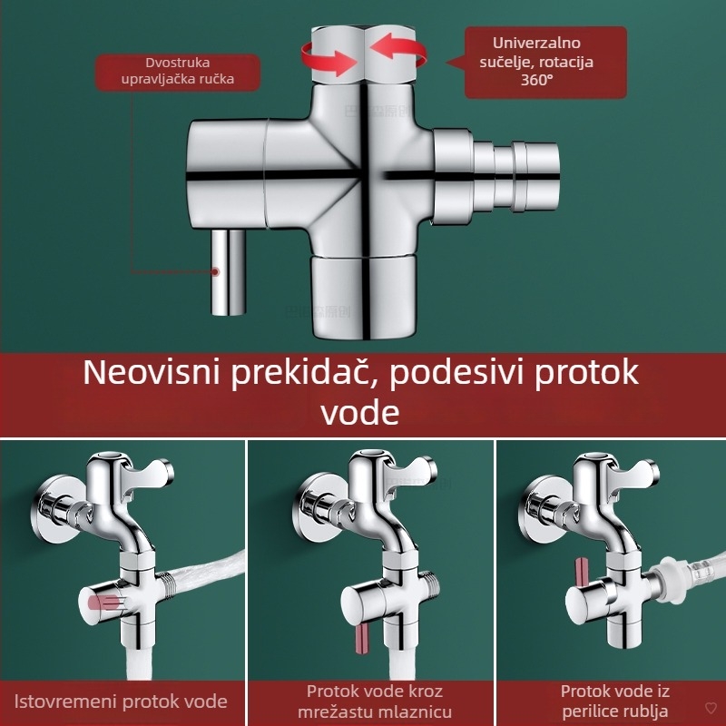 Vodni razvodnik za ulaz u perilicu rublja, troputni razvodnik, višenamjenski vodeni razvodnik za kućnu upotrebu