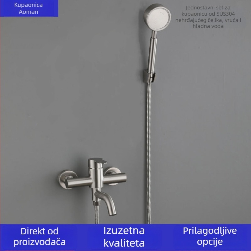 Set tuš slavine od 304 nehrđajućeg čelika, Brushed finiš, keramičko jezgro ventila, 0-90°C, 0.1-0.6 MPa