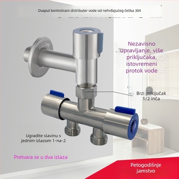 Distribucija vode od nehrđajućeg čelika 304, 1 ulaz, 2 izlaza, model 304 višenamjenski, keramički disk ventil