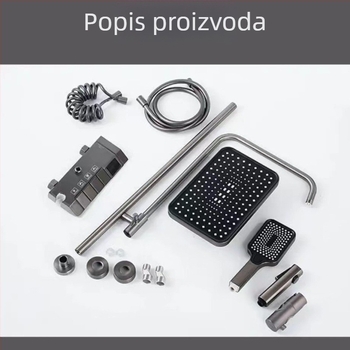 Kada za tuširanje s digitalnim zaslonom, ugrađena u zid, bakreno tijelo, LED svjetlo, kontrola temperature