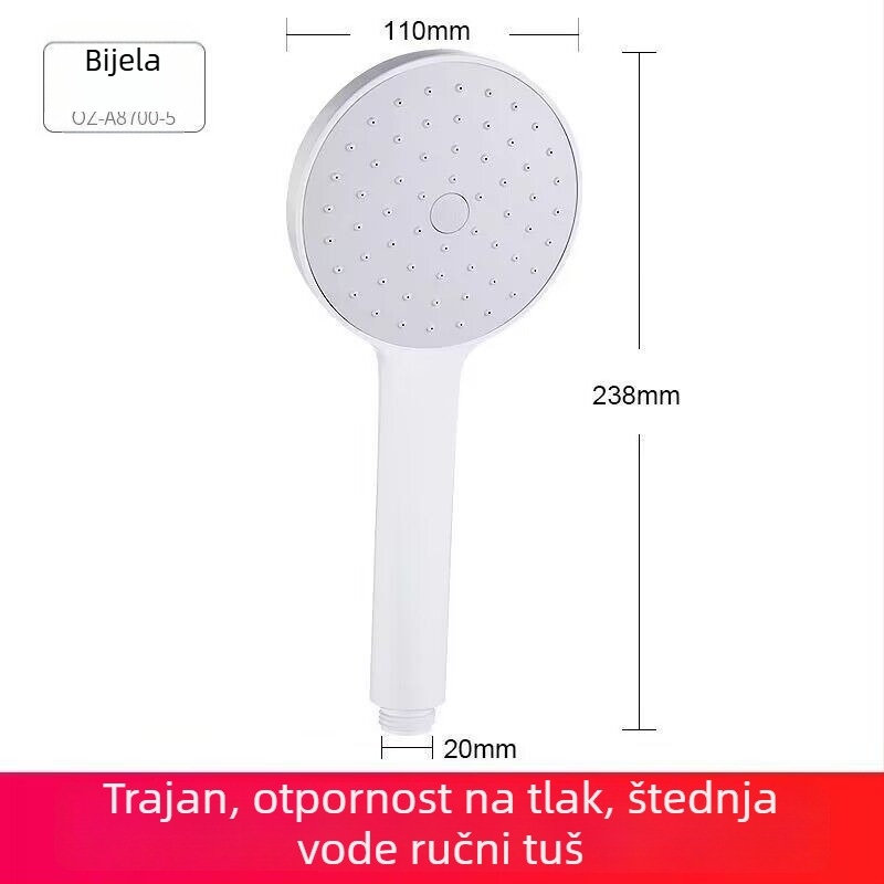Ručna tuš glava s funkcijom kiše, ABS materijal, samostojeća instalacija (60°C, 1.8 MPa)