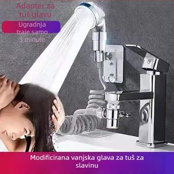Prijenosni ABS set tuša s ručnim tušem, teleskopskim produženjem i funkcijom pod pritiskom kiše