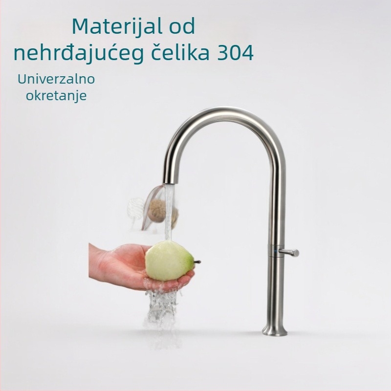 Nehrđajućeg čelika kuhinjska slavina, miješalica, uspravna ugradnja, ulaz 20 mm, keramički disk ventil