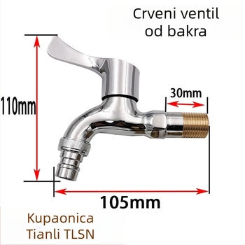 Tlsn kuhinjska slavina za ugradnju u zid — bakar, Tl-6835, keramički disk ventil, spiralno otvaranje