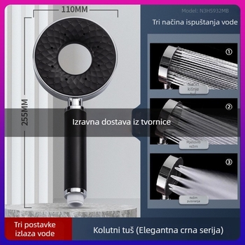 Set glave tuša s ručnim tušem i crijevom, samopročišćavajući, ABS materijal, kružni oblik, model SY-LS-8, kristalno-dijamantni premaz