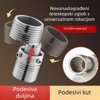 304 nehrđajući čelik, teleskopski podešivi univerzalni zakrivljeni miješalica za tuš s produženim nagnutim izlazom, 4-6‑putni spoj za kadu