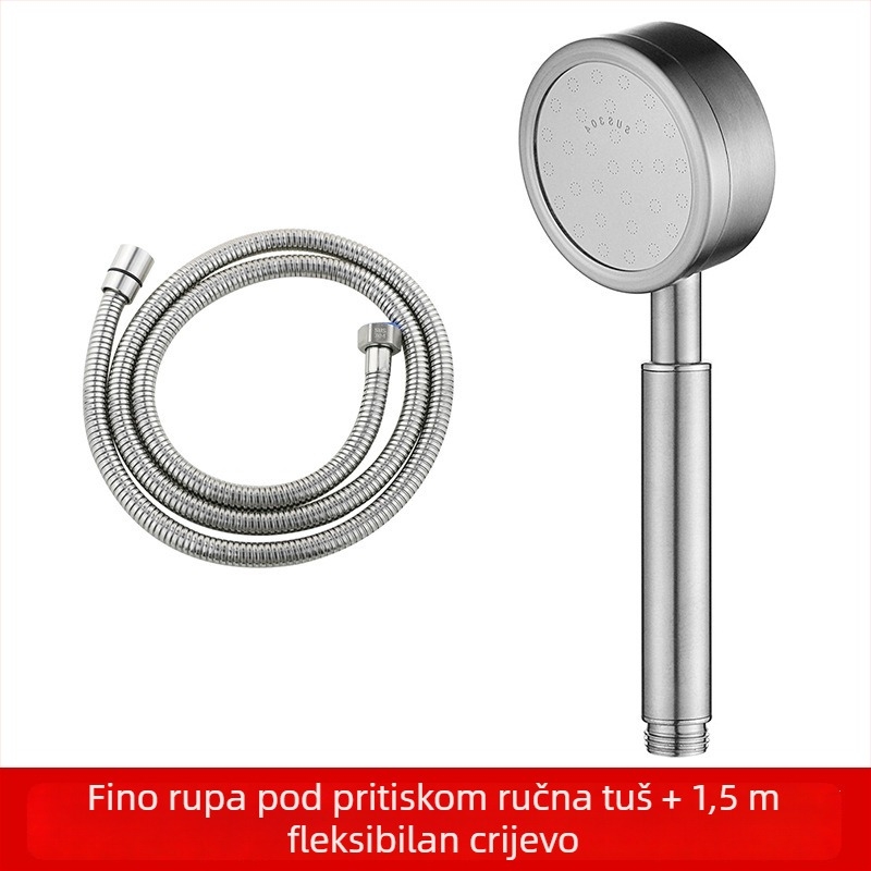 Ručni tuš set, 304 nehrđajući čelik, brušeni završetak, Top Spray, okrugli oblik, montaža bez bušenja, model PT-1054