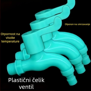 Plastična vanjska slavina, otporna na smrzavanje i UV, keramički disk ventil, nominalni tlak 60 psi, rotirajuća instalacija, otvaranje ključem