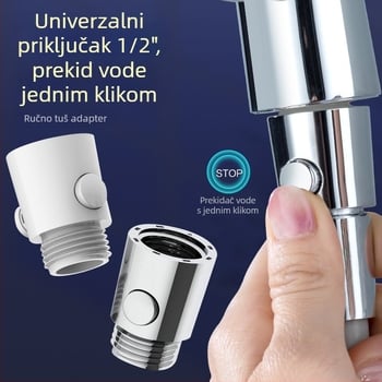 Lin Han kromirana tuš glava s kutnim ventilom, okretna ugradnja, okrugli oblik, moderni minimalistički stil, prilagođeno obrađivanje