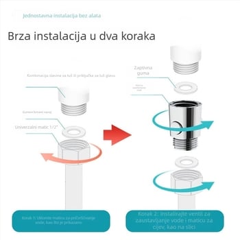 Lin Han kromirana tuš glava s kutnim ventilom, okretna ugradnja, okrugli oblik, moderni minimalistički stil, prilagođeno obrađivanje