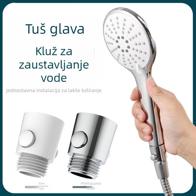 Lin Han kromirana tuš glava s kutnim ventilom, okretna ugradnja, okrugli oblik, moderni minimalistički stil, prilagođeno obrađivanje