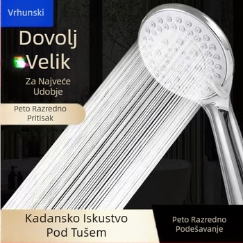 Okružna zidna tuš glava s elektroplatiranim završetkom, ABS materijal, 3 i 5 brzina podešavanja, DN15 universalni spoj s 4 točke, nazivni tlak 1 MPa