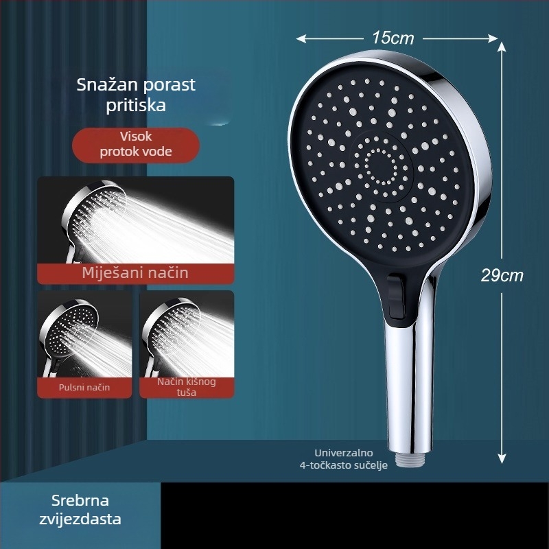 Set tuš glave s funkcijama rasprskavanja, mjehurića i kiše; Materijal: plastika; Ugradnja: ručna; Proces: ubrizgavanje; Radna temperatura: 0–80°C