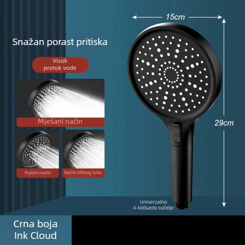 Set tuš glave s funkcijama rasprskavanja, mjehurića i kiše; Materijal: plastika; Ugradnja: ručna; Proces: ubrizgavanje; Radna temperatura: 0–80°C