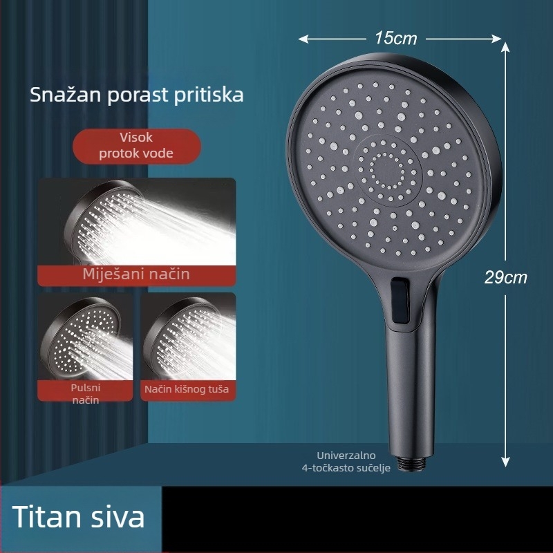 Set tuš glave s funkcijama rasprskavanja, mjehurića i kiše; Materijal: plastika; Ugradnja: ručna; Proces: ubrizgavanje; Radna temperatura: 0–80°C