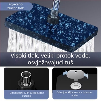 Gornja tuš glava s anti-zagušenjem, ABS materijal, navojni priključak, četvrtasti oblik, elektroplatiranje