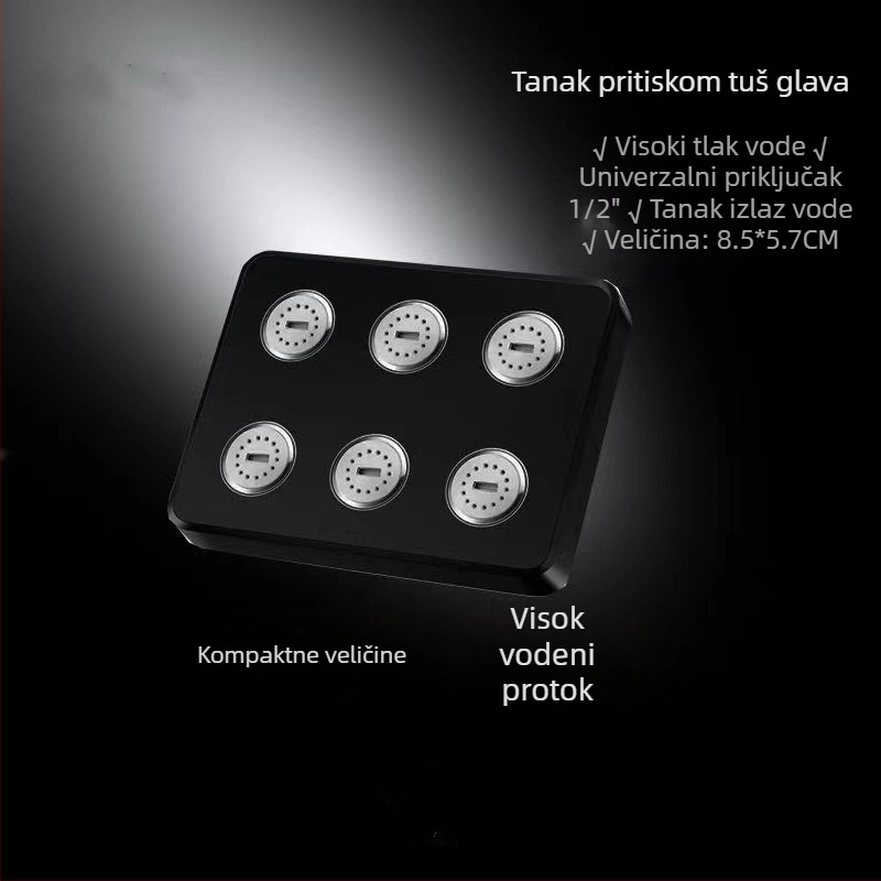 Gornja tuš glava s anti-zagušenjem, ABS materijal, navojni priključak, četvrtasti oblik, elektroplatiranje