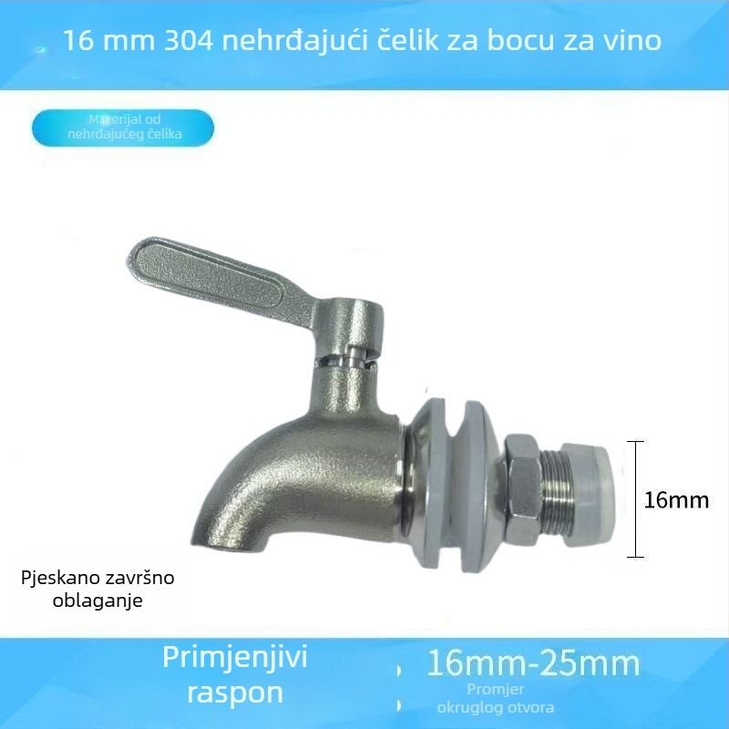 Specijalni ventil za bočice vina od 304 nehrđajućeg čelika – keramički disk ventila, elektroplatni premaz, spiralni ugradbeni tip