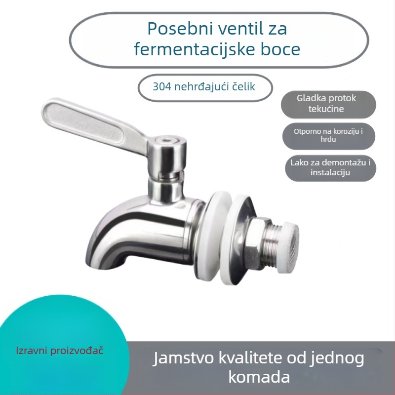 Specijalni ventil za bočice vina od 304 nehrđajućeg čelika – keramički disk ventila, elektroplatni premaz, spiralni ugradbeni tip