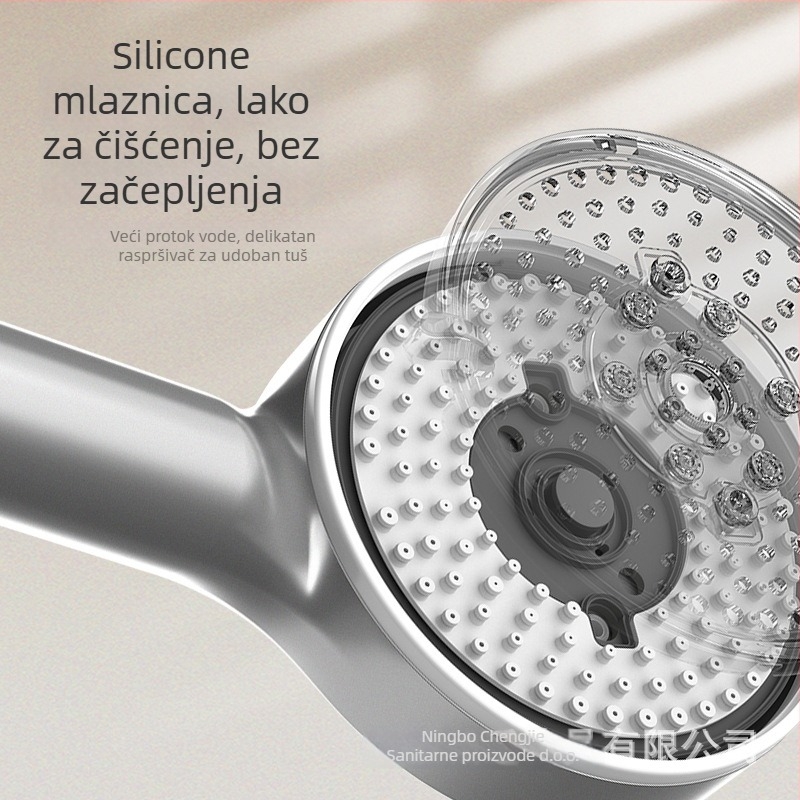City Suitable tuš glava s pet brzina i zračnim pojačanjem, regulacijom temperature i LED svjetlom, ABS materijal, zidna montaža.
