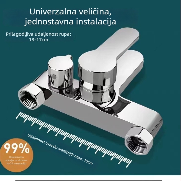 Tuš miješavajući ventil, bakar, bočni pristup, ugrađen u zid, trostruki tuš, keramički jezgreni ventil, model SL-853388