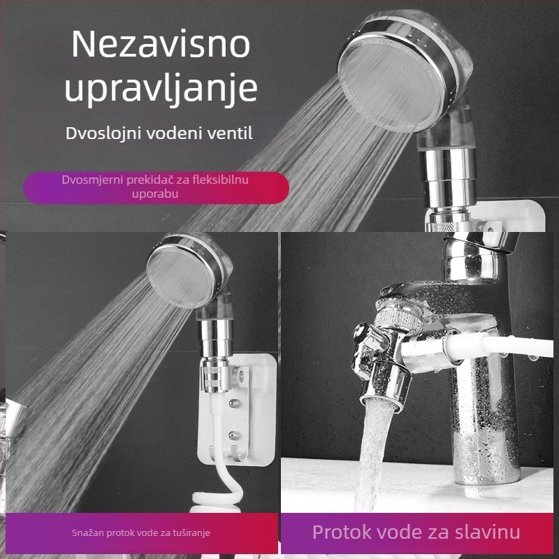 Prijenosni ABS tuš glava s filtrom, 3-funkcijska raspršivanje (raspršivanje, masaža, kiša), bez bušenja spiralna instalacija, 0–90°C