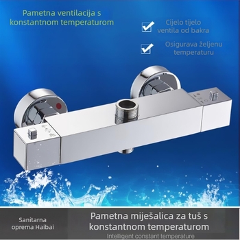 Zidni tuš miješalica, bakreno tijelo, termostatski ventil, raspon temperature 38–50°C