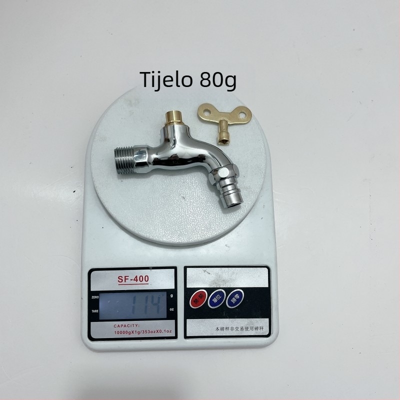 Kran za perilicu s ključem, brzo otvaranje hladne vode, 4-točkovno sučelje, tijelo od legure cinka, jezgro ventila od bakra, spiralno otvaranje