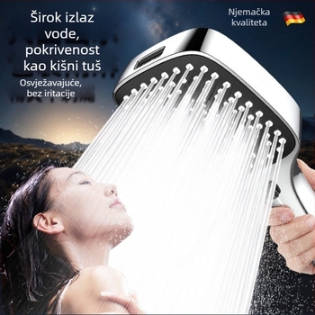 Tuš set pod pritiskom s ABS kvadratnom glavom, zidna montaža, funkcije raspršivanje, masaža, kiša, moderni minimalistički stil, 5–80°C, tlak 1.0–6 kg