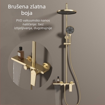 Bakreni tuš set za kućnu kupaonu – kišni način, zidni montažni, model Oq-8031, lagani luksuzni stil