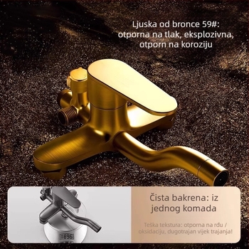 Bakreni tuš set za kućnu kupaonu – kišni način, zidni montažni, model Oq-8031, lagani luksuzni stil